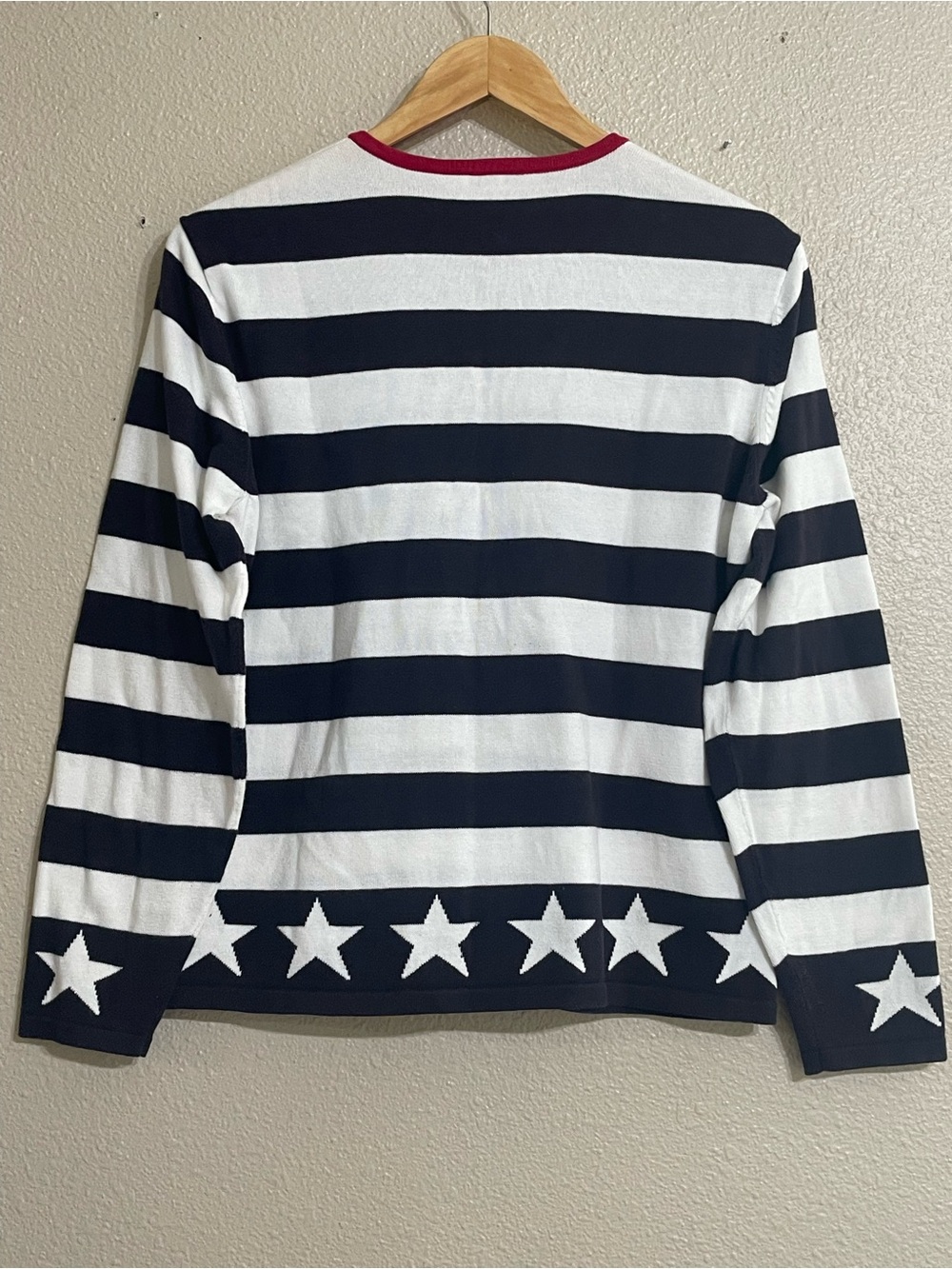 Talbots vintage patriotic stars and stripes cardigan sweater - Picture 3 of 9